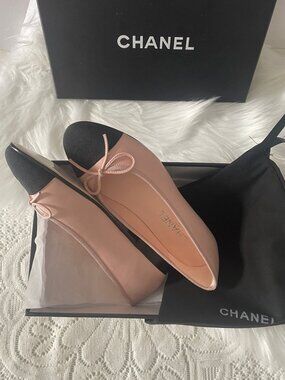 Chanel Pink & Black Ballet Flats
